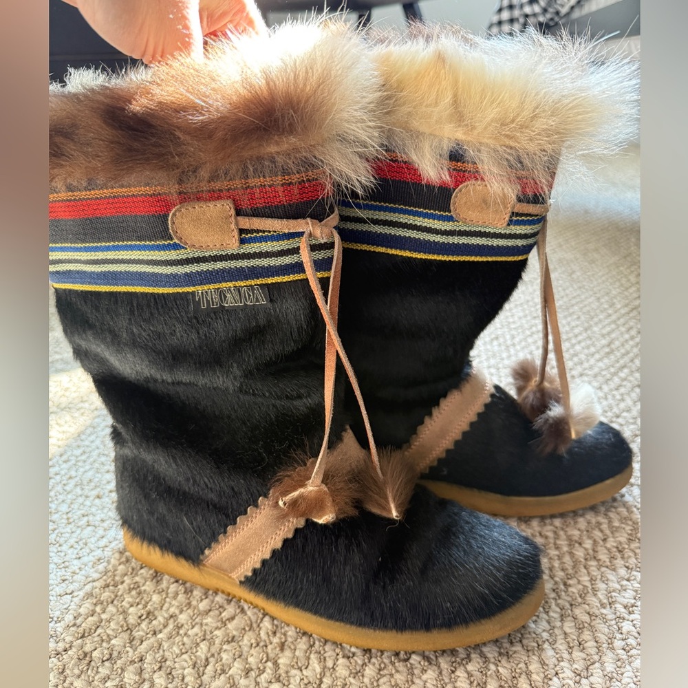 Tecnica Italian Winter Fur Boots - Black and Tan